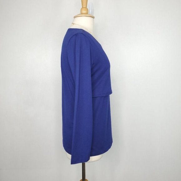 SMALLSHOW Navy Long Sleeve Knit Maternity Nursing Top NEW NWT Size M - Picture 5 of 13